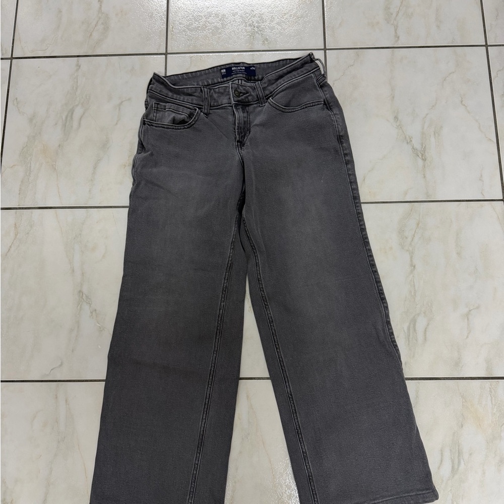 Hollister Women's Charcoal Low Rise Baggy Jeans WMNS SZ 00R w24R